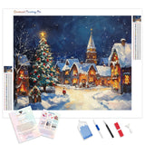 Christmas Town Village Diamond Painting Kit - Full Drill / Square or Round Diamonds with AB Drills Option