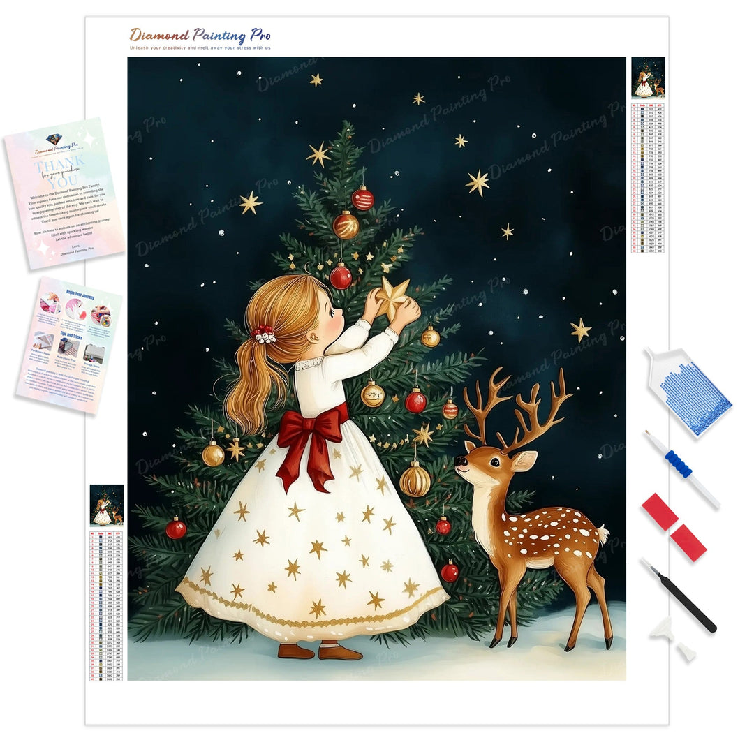 Christmas Wishes Diamond Painting Kit - Full Drill / Square or Round Diamonds with AB Drills Option