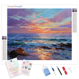 Coastal Beach Sunset Diamond Painting Kit - Full Drill / Square or Round Diamonds with AB Drills Option