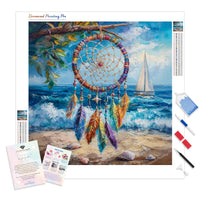 Coastal Dreamcatcher Diamond Painting Kit - Full Drill / Square or Round Diamonds with AB Drills Option