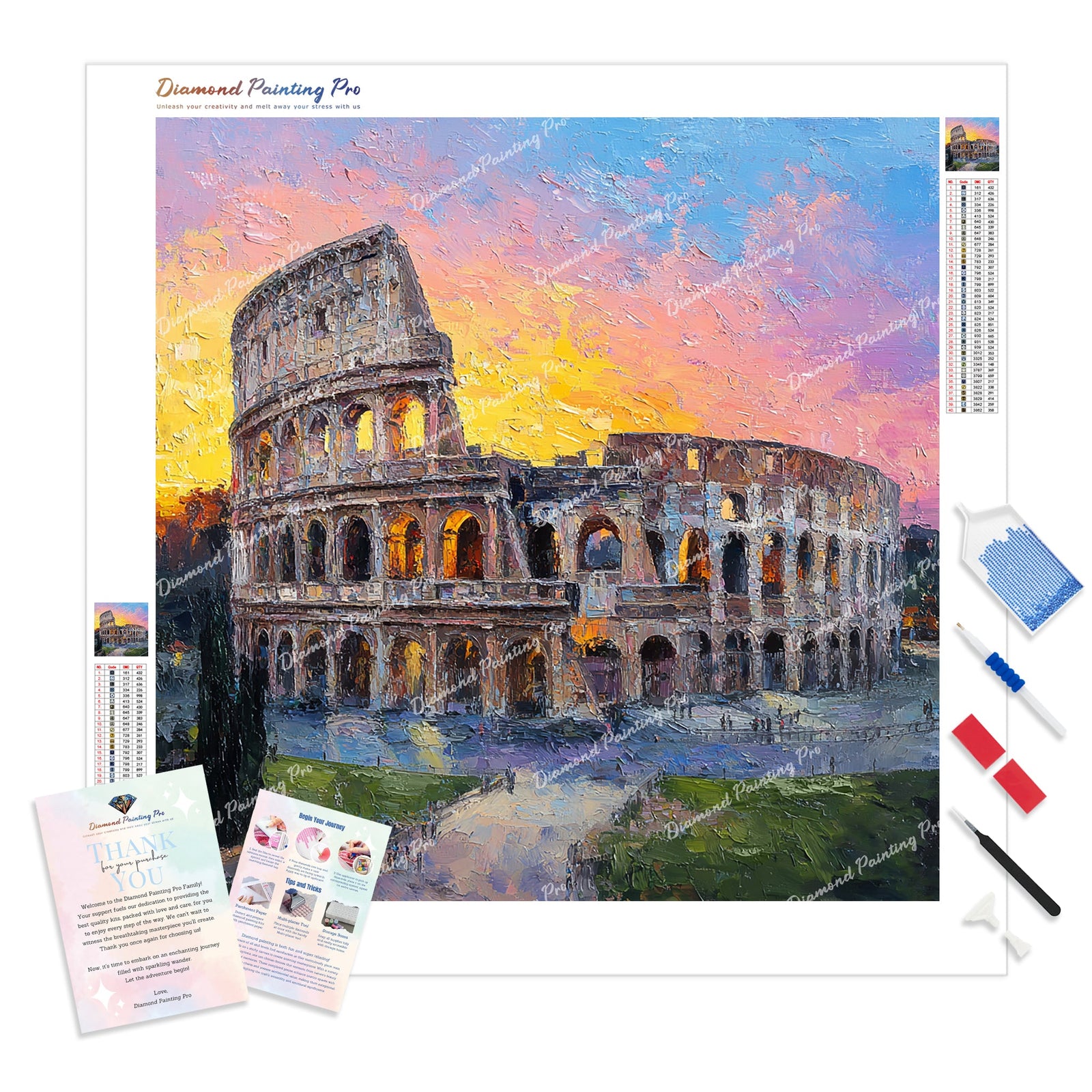 Colosseum at Sunset Diamond Painting Kit - Full Drill / Square or Round Diamonds with AB Drills Option