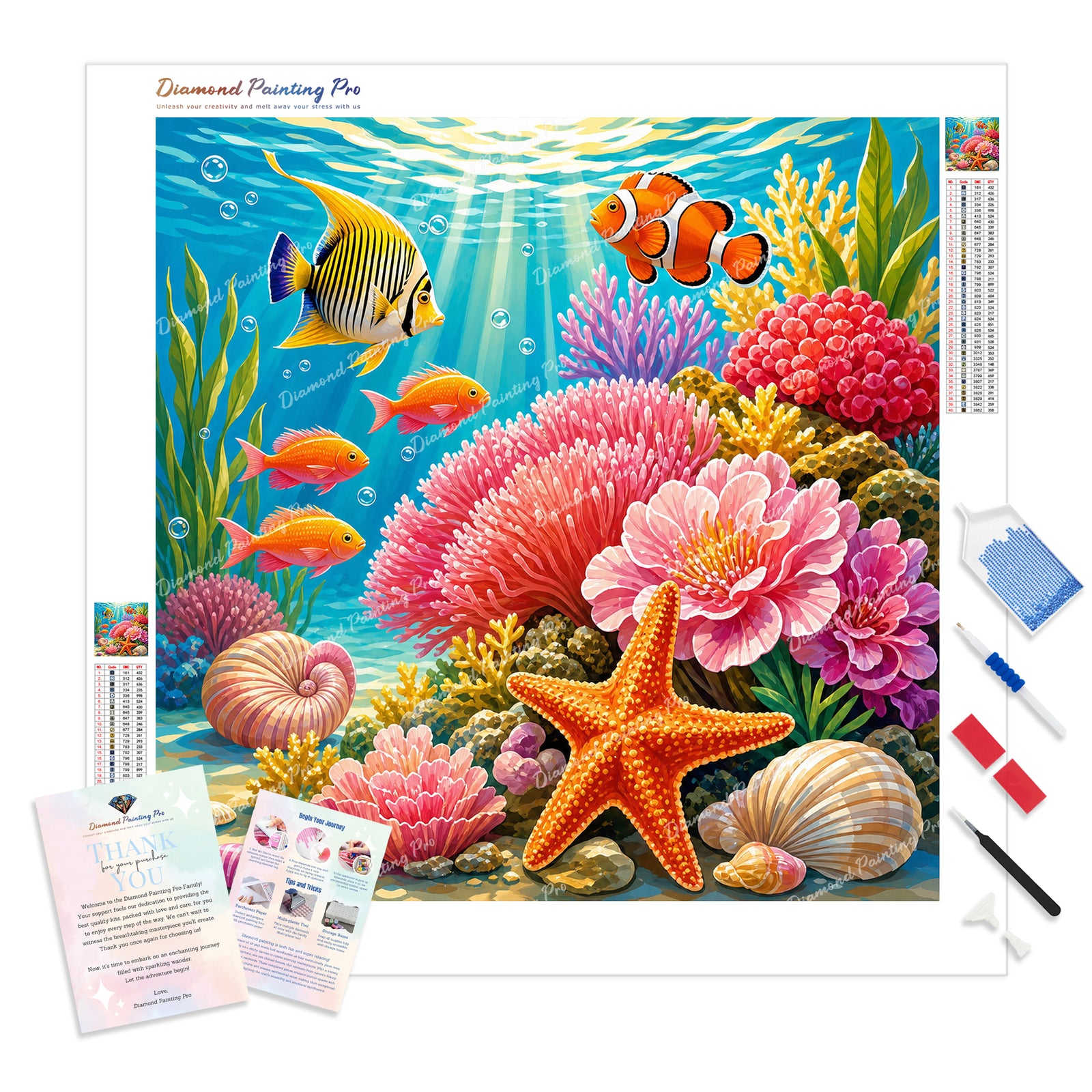 Coral Garden Harmony Diamond Painting Kit - Full Drill / Square or Round Diamonds with AB Drills Option