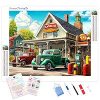 Country Gas & Go Diamond Painting Kit - Full Drill / Square or Round Diamonds with AB Drills Option