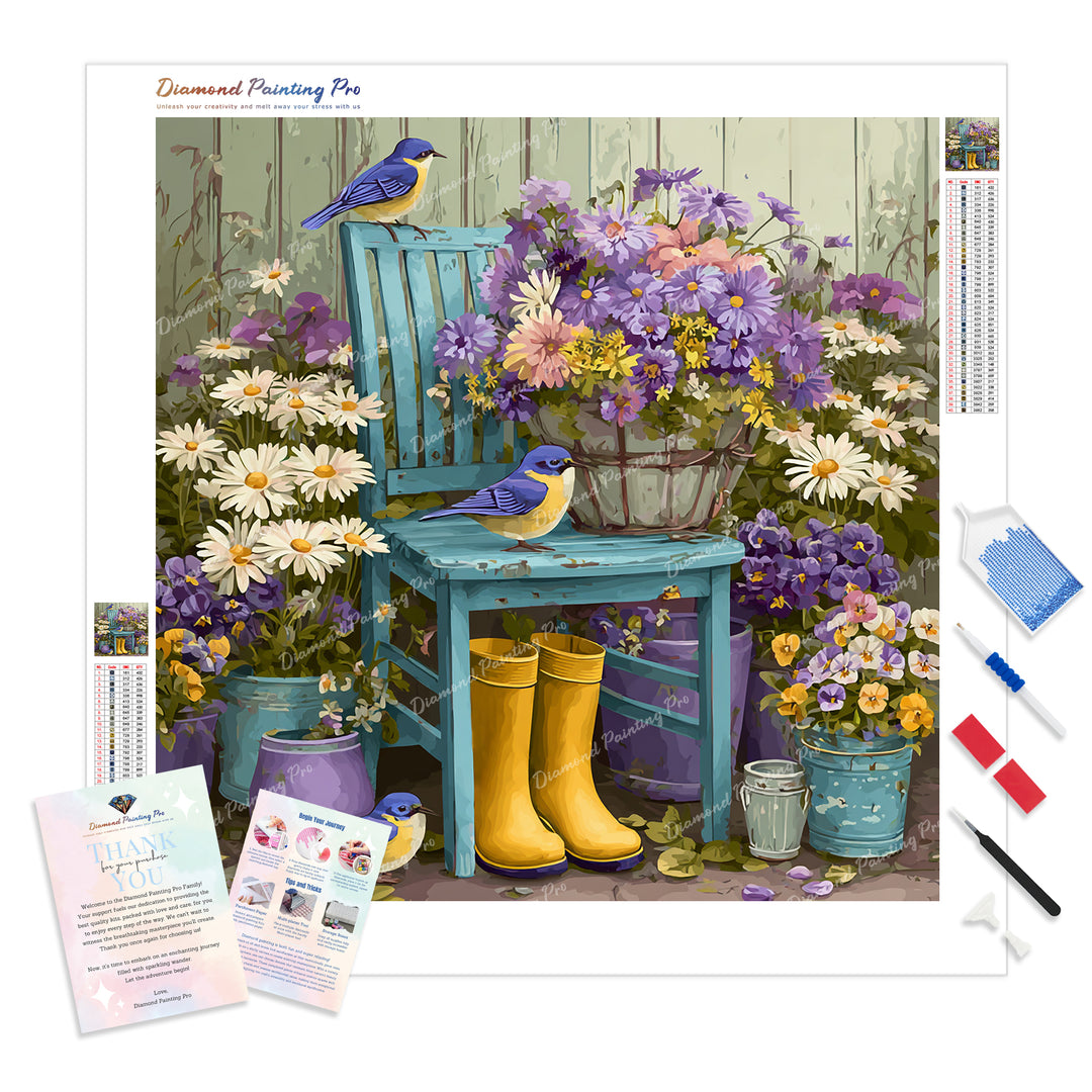 Courtyard Corner Diamond Painting Kit - Full Drill / Square or Round Diamonds with AB Drills Option