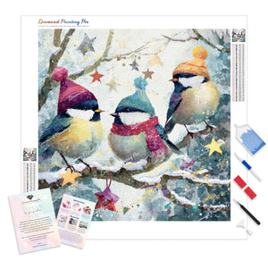 Cozy Hat Chickadees | Diamond Painting
