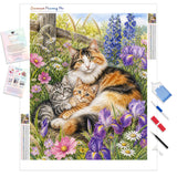 Cozy Whiskers Family Diamond Painting Kit - Full Drill / Square or Round Diamonds with AB Drills Option