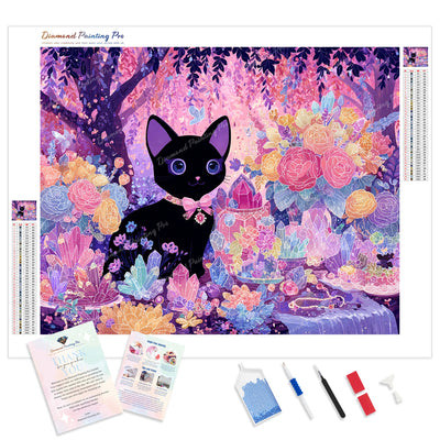 Crystal Garden Kitten Diamond Painting Kit - Full Drill / Square or Round Diamonds with AB Drills Option
