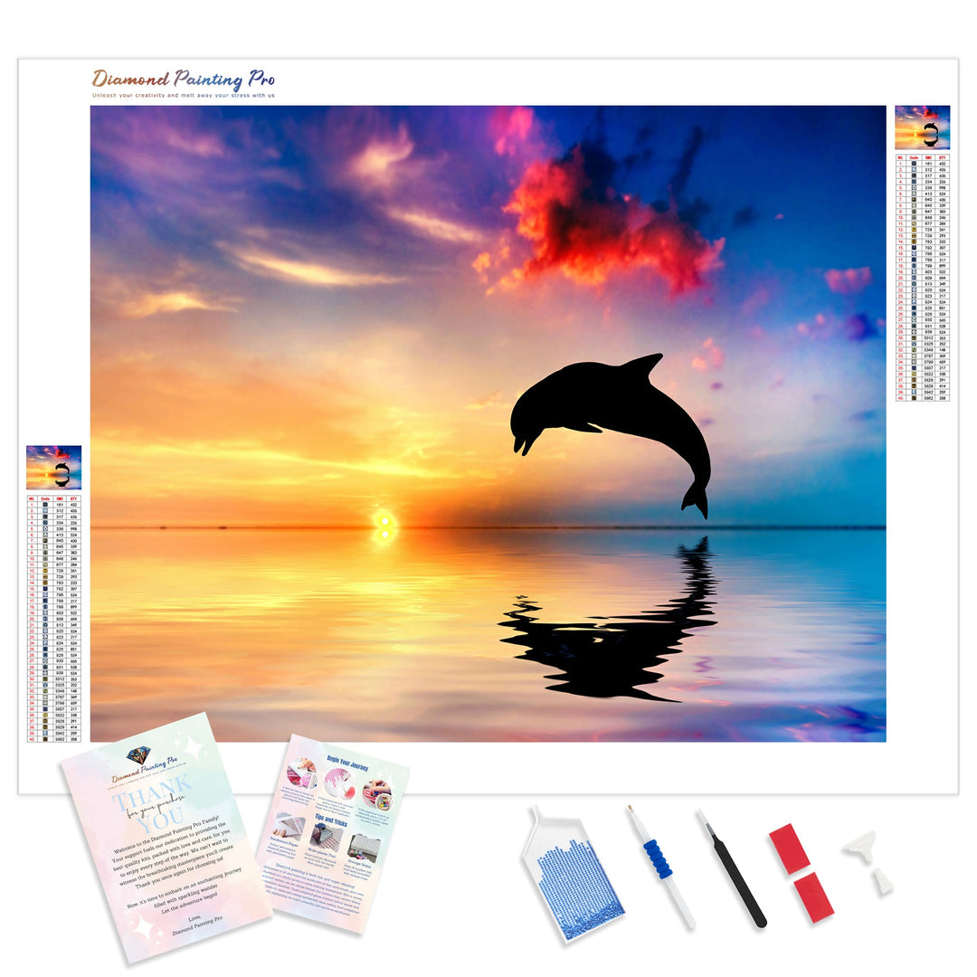 Sea Dolphin | Diamond Painting Kit - Full Drill - Square or Round Diamonds with AB Drills Option