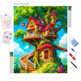 Enchanted Canopy Cottage Diamond Painting Kit - Full Drill / Square or Round Diamonds with AB Drills Option
