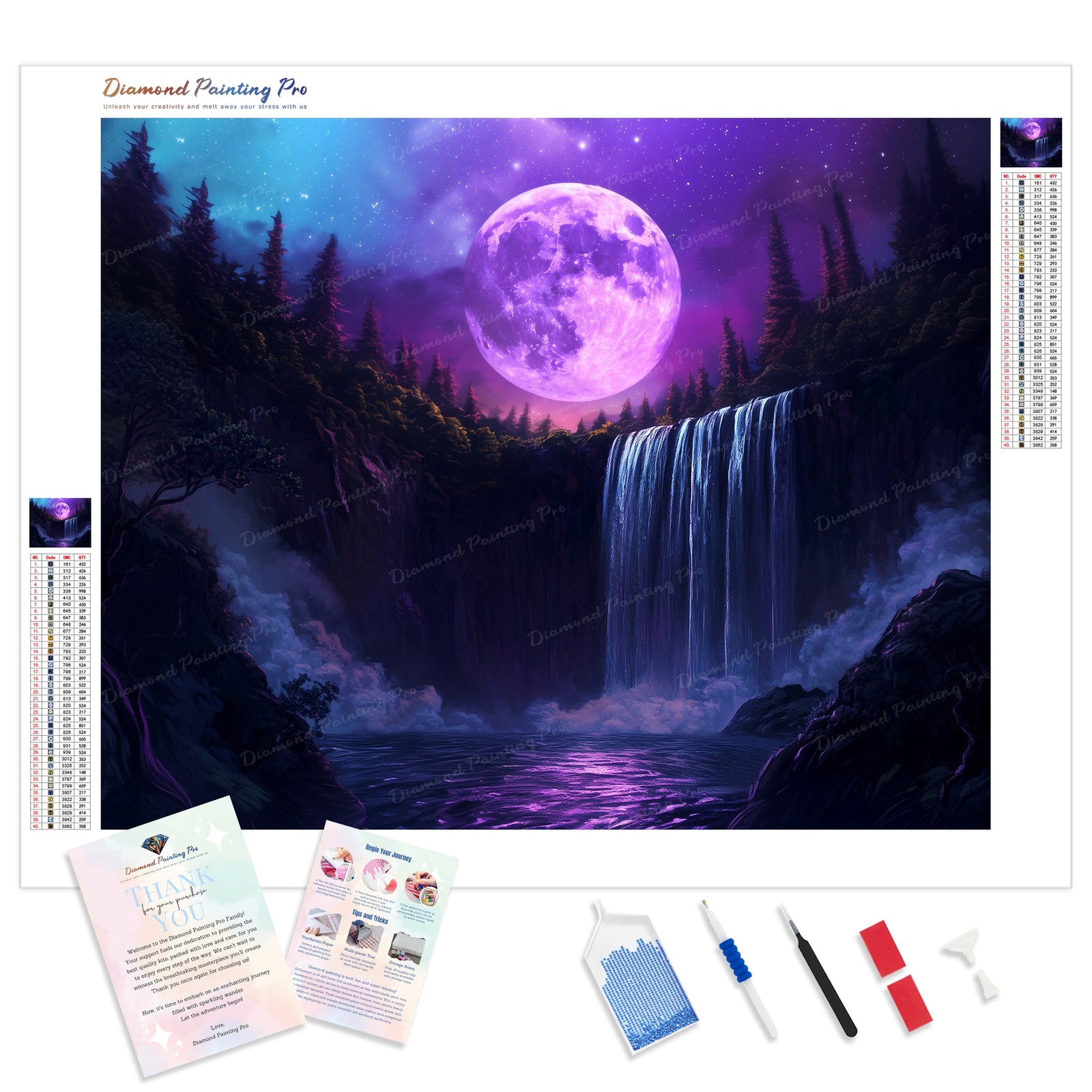 Enchanted Violet Moon | Diamond Painting Kit - Full Drill - Square or Round Diamonds with AB Drills Option