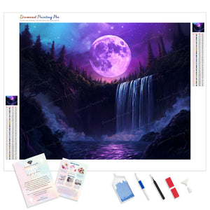 Enchanted Violet Moon | Diamond Painting Kit - Full Drill - Square or Round Diamonds with AB Drills Option