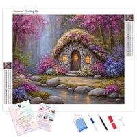 Fairy Blossom Cottage Diamond Painting Kit - Full Drill / Square or Round Diamonds with AB Drills Option