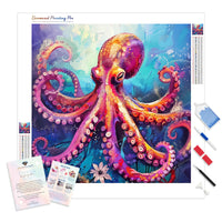 Vibrant Octopus | Diamond Painting Kit - Full Drill - Square or Round Diamonds with AB Drills Option