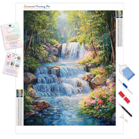 Floral Falls Diamond Painting Kit - Full Drill / Square or Round Diamonds with AB Drills Option