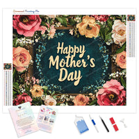 Floral Frame for Mom Diamond Painting Kit - Full Drill / Square or Round Diamonds with AB Drills Option