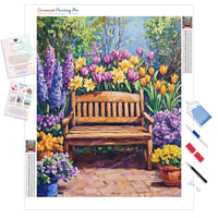 Floral Garden Corner Diamond Painting Kit - Full Drill / Square or Round Diamonds with AB Drills Option