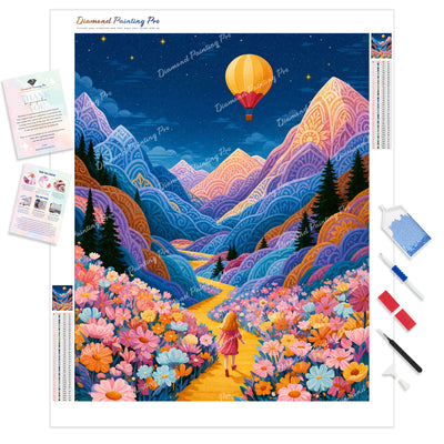 Flower Valley Diamond Painting Kit - Full Drill / Square or Round Diamonds with AB Drills Option