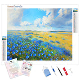 Blue Flower Field | Diamond Painting Kit - Full Drill - Square or Round Diamonds with AB Drills Option