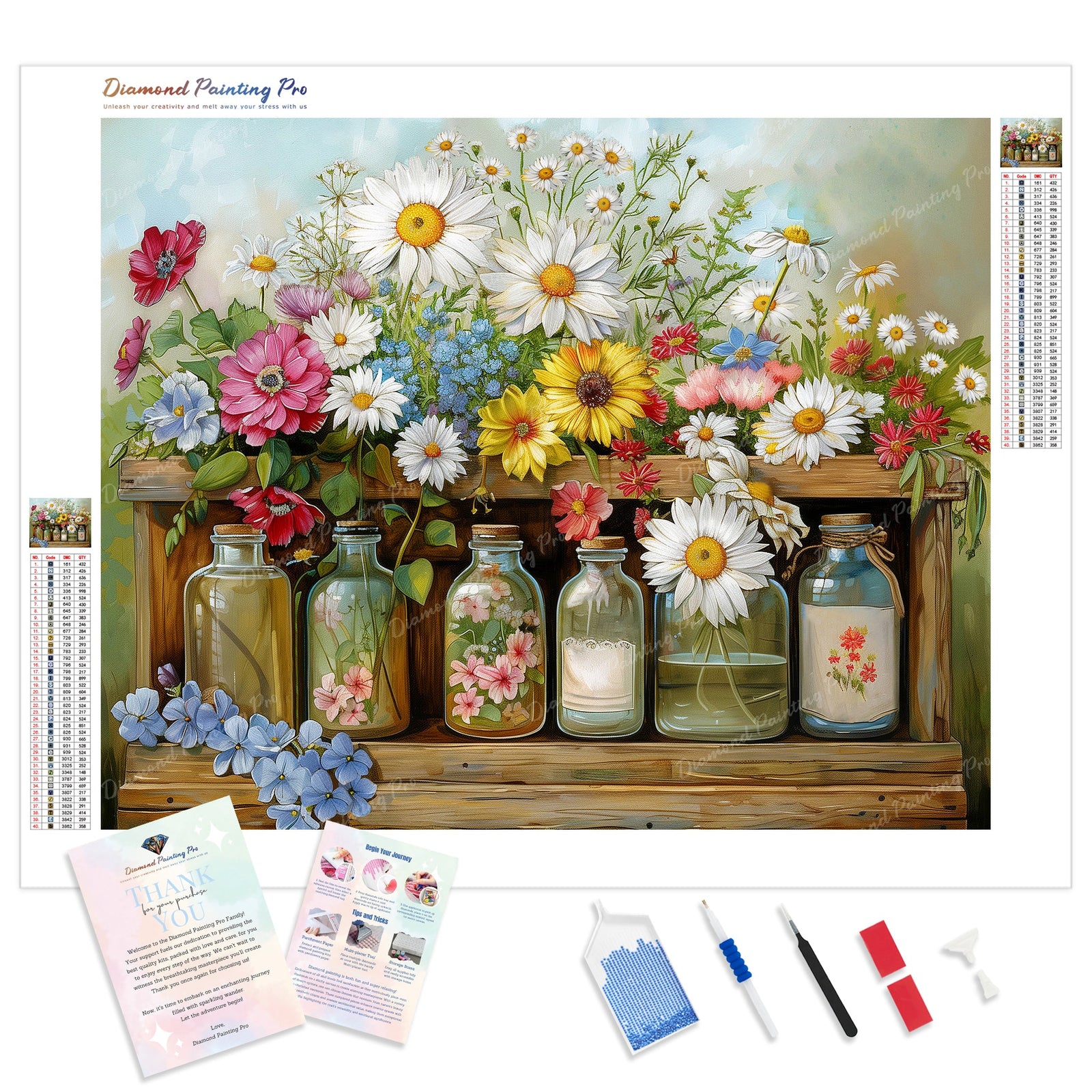 Bottled Blossoms | Diamond Painting Kit - Full Drill - Square or Round Diamonds with AB Drills Option