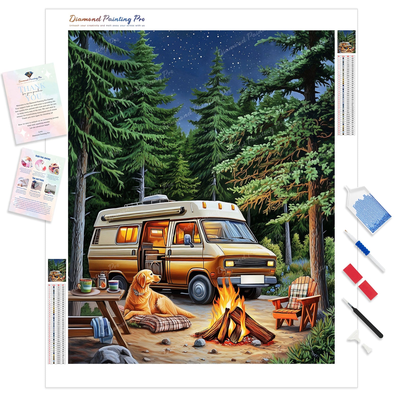 Forest Campout | Diamond Painting Kit - Full Drill - Square or Round Diamonds with AB Drills Option