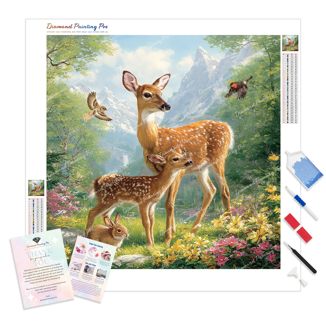 Forest Friends Harmony Diamond Painting Kit - Full Drill / Square or Round Diamonds with AB Drills Option