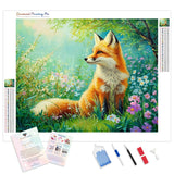 Fox in Bloom Diamond Painting Kit - Full Drill / Square or Round Diamonds with AB Drills Option