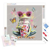 Frog in Pink Sunglasses Diamond Painting Kit - Full Drill / Square or Round Diamonds with AB Drills Option