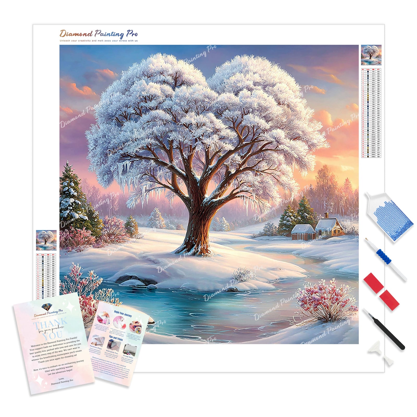 Frozen Valentine Tree Diamond Painting Kit - Full Drill / Square or Round Diamonds with AB Drills Option