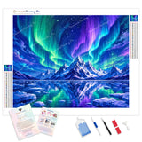 Glacial Aurora Borealis Diamond Painting Kit - Full Drill / Square or Round Diamonds with AB Drills Option