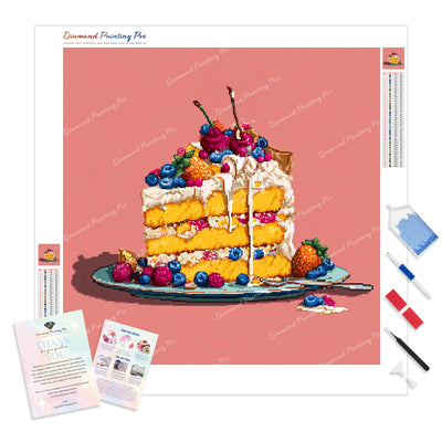 Glazed Berry Cake Diamond Painting Kit - Full Drill / Square or Round Diamonds with AB Drills Option
