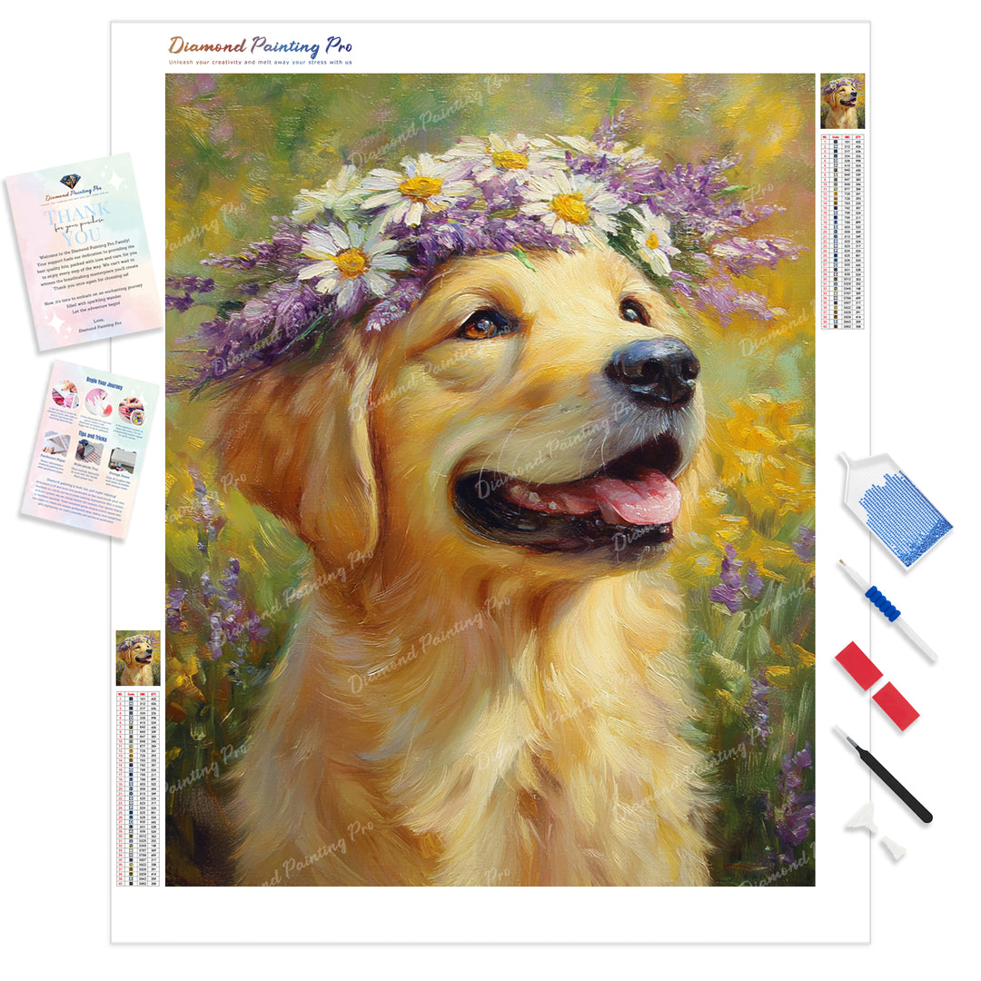 Golden Smiles Diamond Painting Kit - Full Drill / Square or Round Diamonds with AB Drills Option