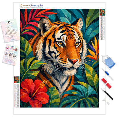 Golden Tiger Diamond Painting Kit - Full Drill / Square or Round Diamonds with AB Drills Option