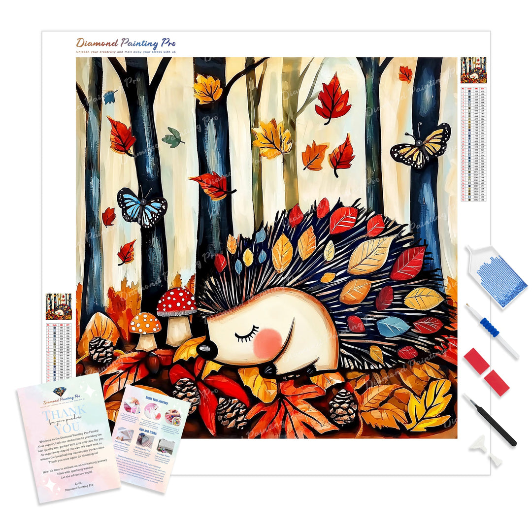 Hedgehog Autumn Hideaway | Diamond Painting Kit - Full Drill - Square or Round Diamonds with AB Drills Option