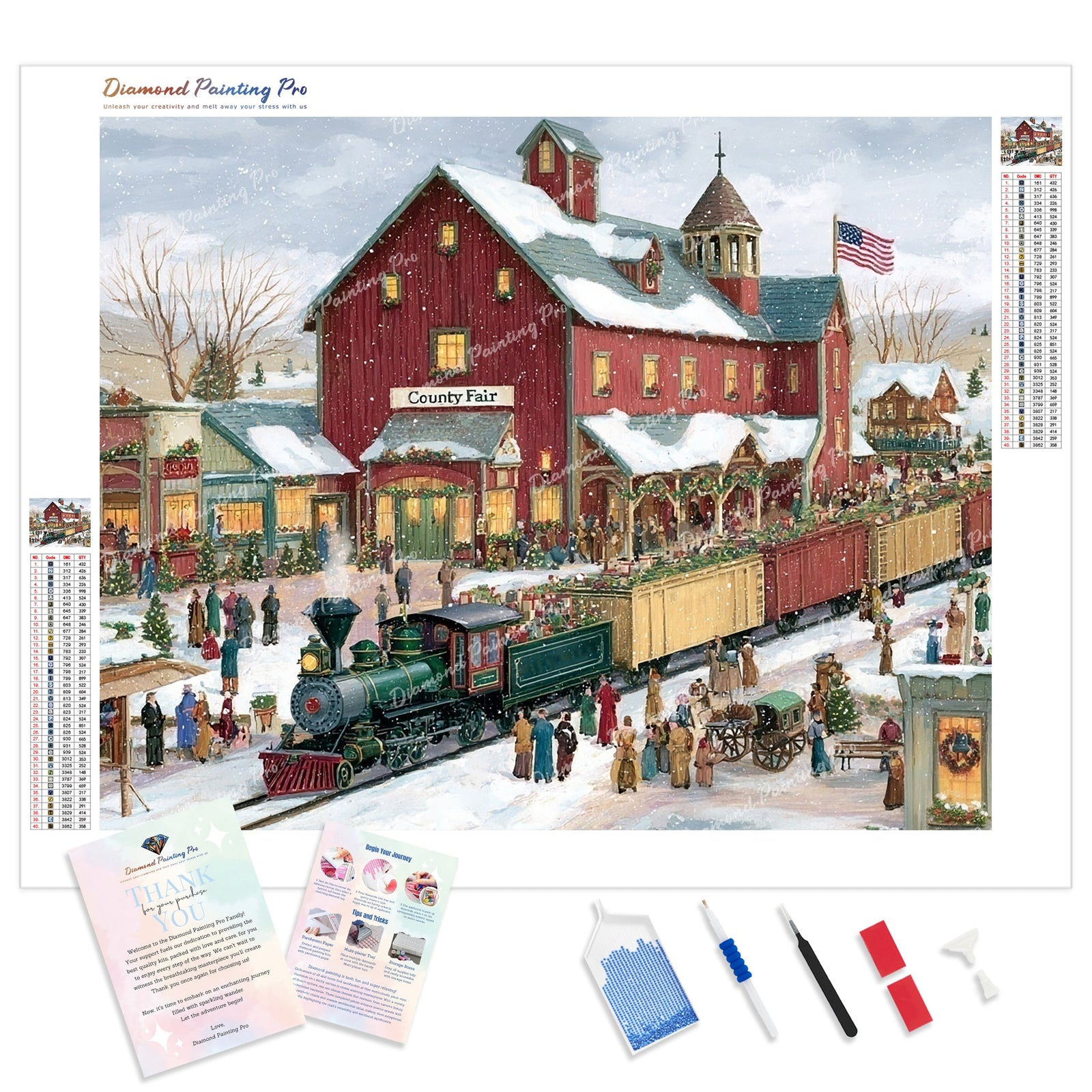 Holiday County Express Diamond Painting Kit - Full Drill / Square or Round Diamonds with AB Drills Option