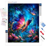 Jeweled Butterflies Diamond Painting Kit - Full Drill / Square or Round Diamonds with AB Drills Option