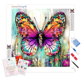 Jeweled Butterfly Diamond Painting Kit - Full Drill / Square or Round Diamonds with AB Drills Option