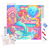 Jukebox Mermaid Diamond Painting Kit - Full Drill / Square or Round Diamonds with AB Drills Option