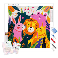 Jungle Jamboree Diamond Painting Kit - Full Drill / Square or Round Diamonds with AB Drills Option