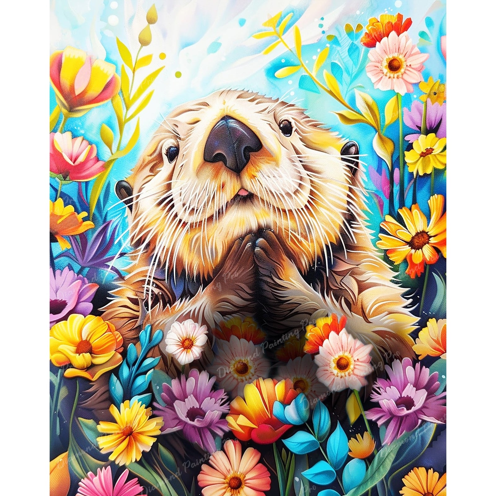 Otterly Adorable Blooms | Diamond Painting Design - Full Drill Diamond Art with 5d Square or Round Diamonds - AB Drills Available