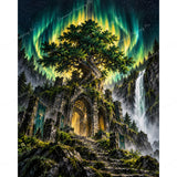 Aurora Tree Temple Diamond Art Design - Full Drill with 5d Square or Round Diamonds / AB Drills Available