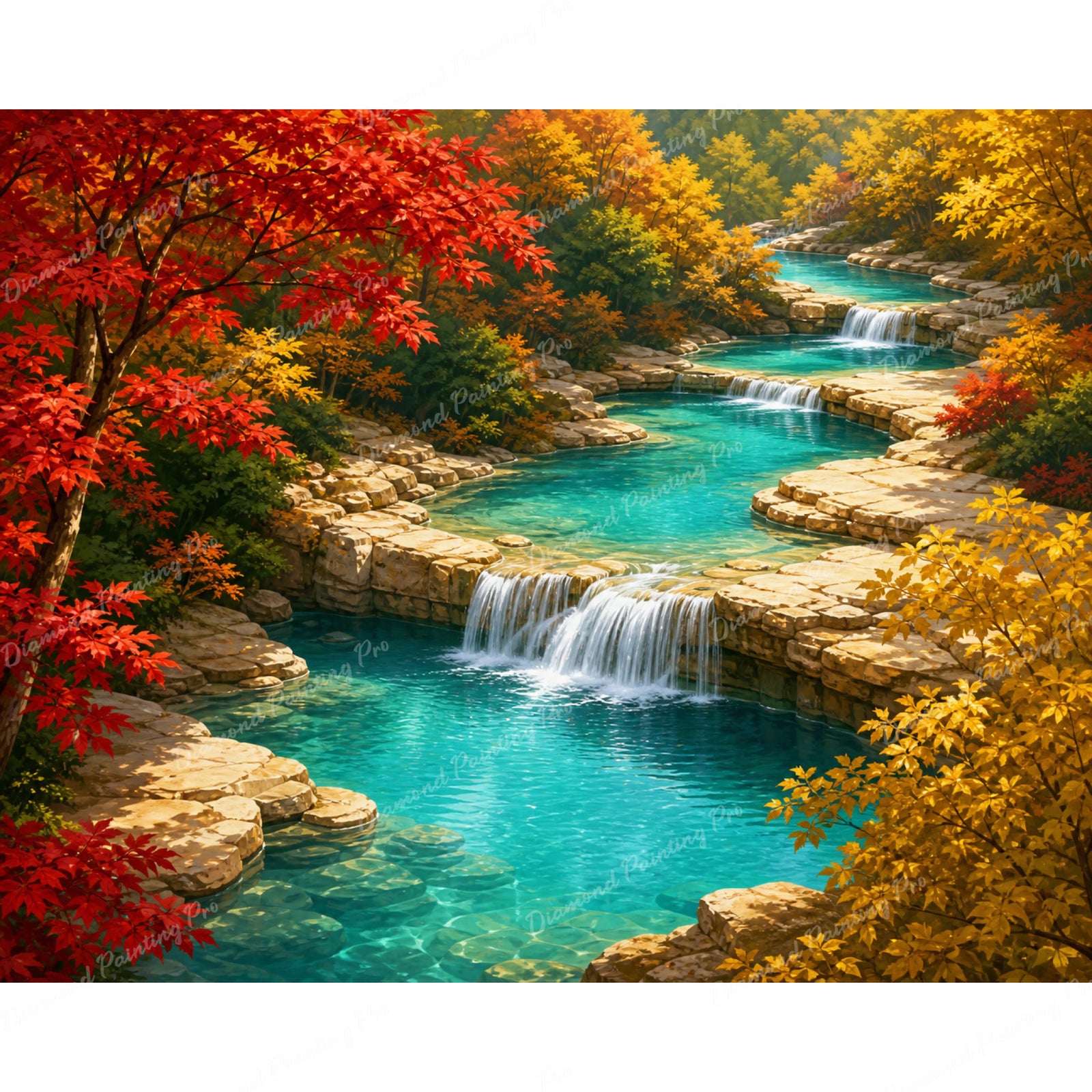 Autumn Forest Stream Diamond Art Design - Full Drill with 5d Square or Round Diamonds / AB Drills Available