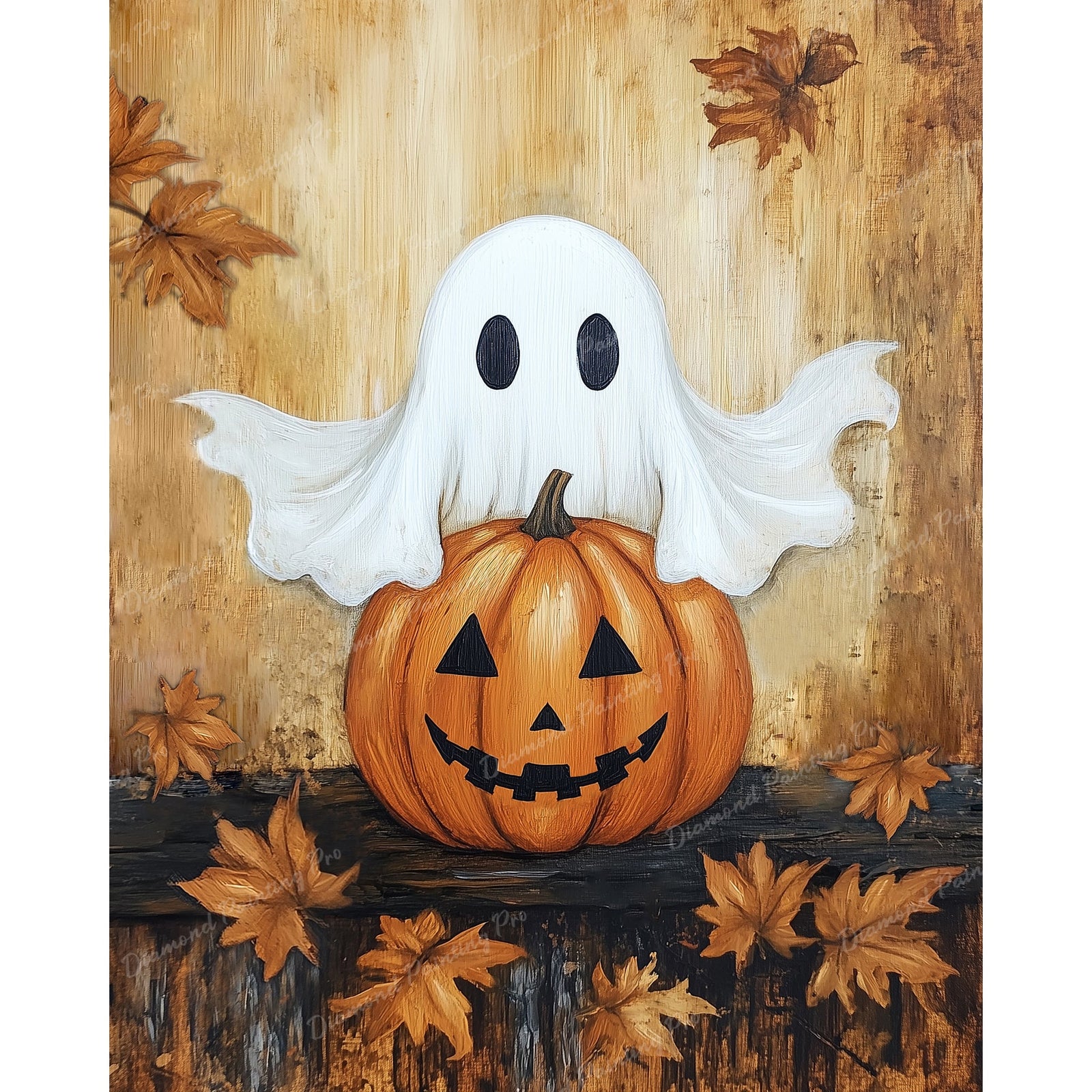 Boo and Pumpkin | Diamond Painting Design - Full Drill Diamond Art with 5d Square or Round Diamonds - AB Drills Available