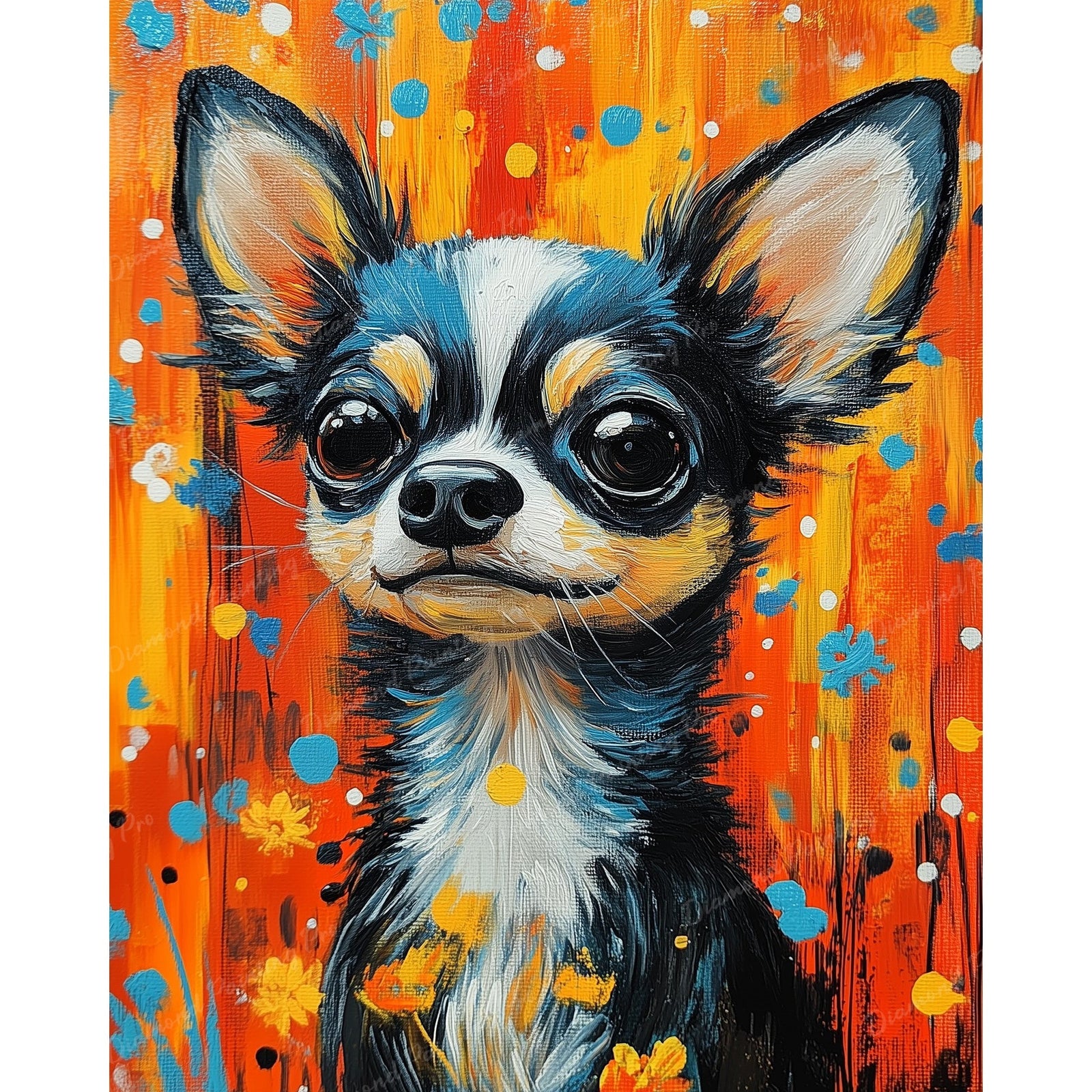 Bright Chihuahua Diamond Art Design - Full Drill with 5d Square or Round Diamonds / AB Drills Available