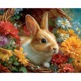 Bunny and Flower Basket Diamond Art Design - Full Drill with 5d Square or Round Diamonds / AB Drills Available