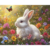 Bunny and Wildflowers Diamond Art Design - Full Drill with 5d Square or Round Diamonds / AB Drills Available