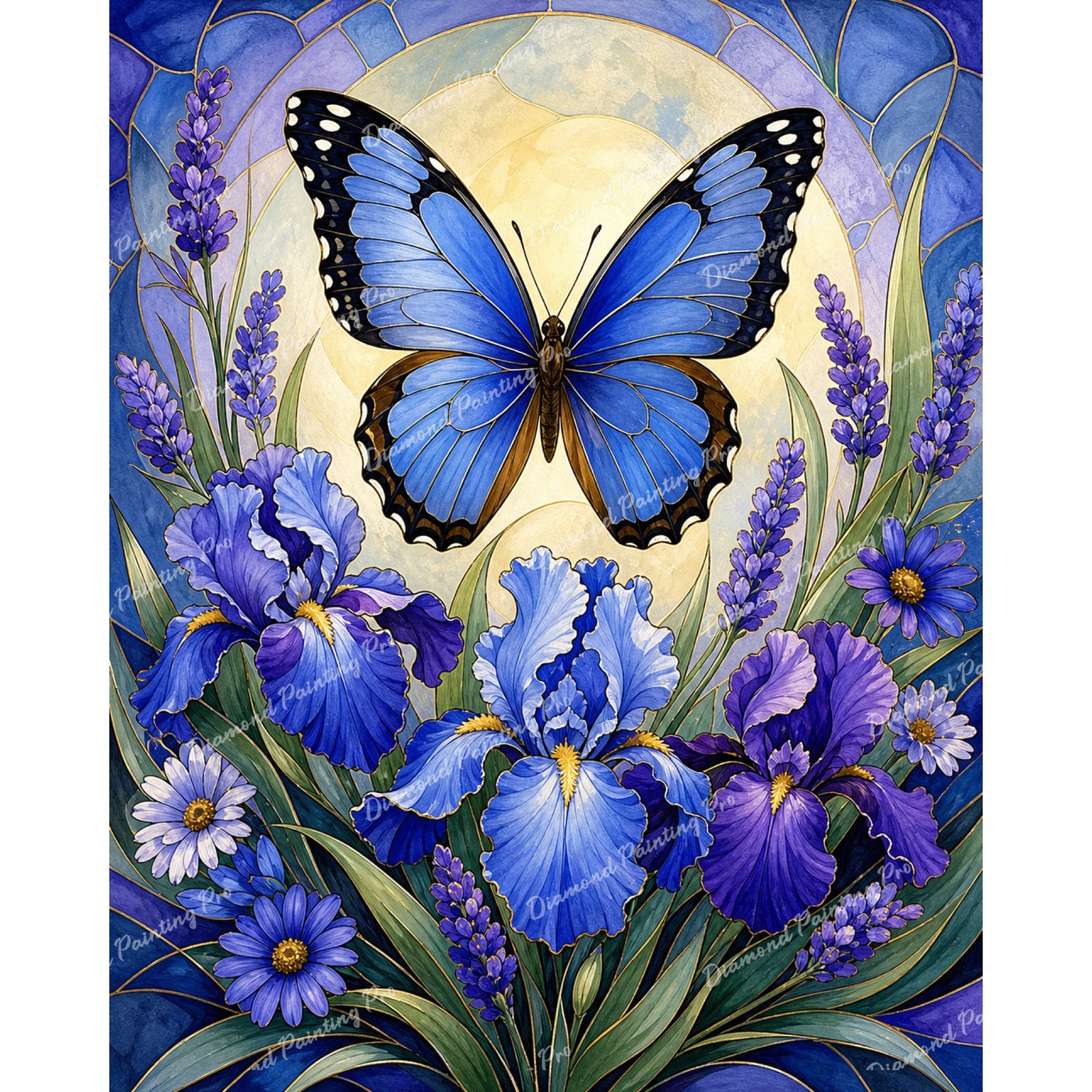 Butterfly and Irises Diamond Art Design - Full Drill with 5d Square or Round Diamonds / AB Drills Available