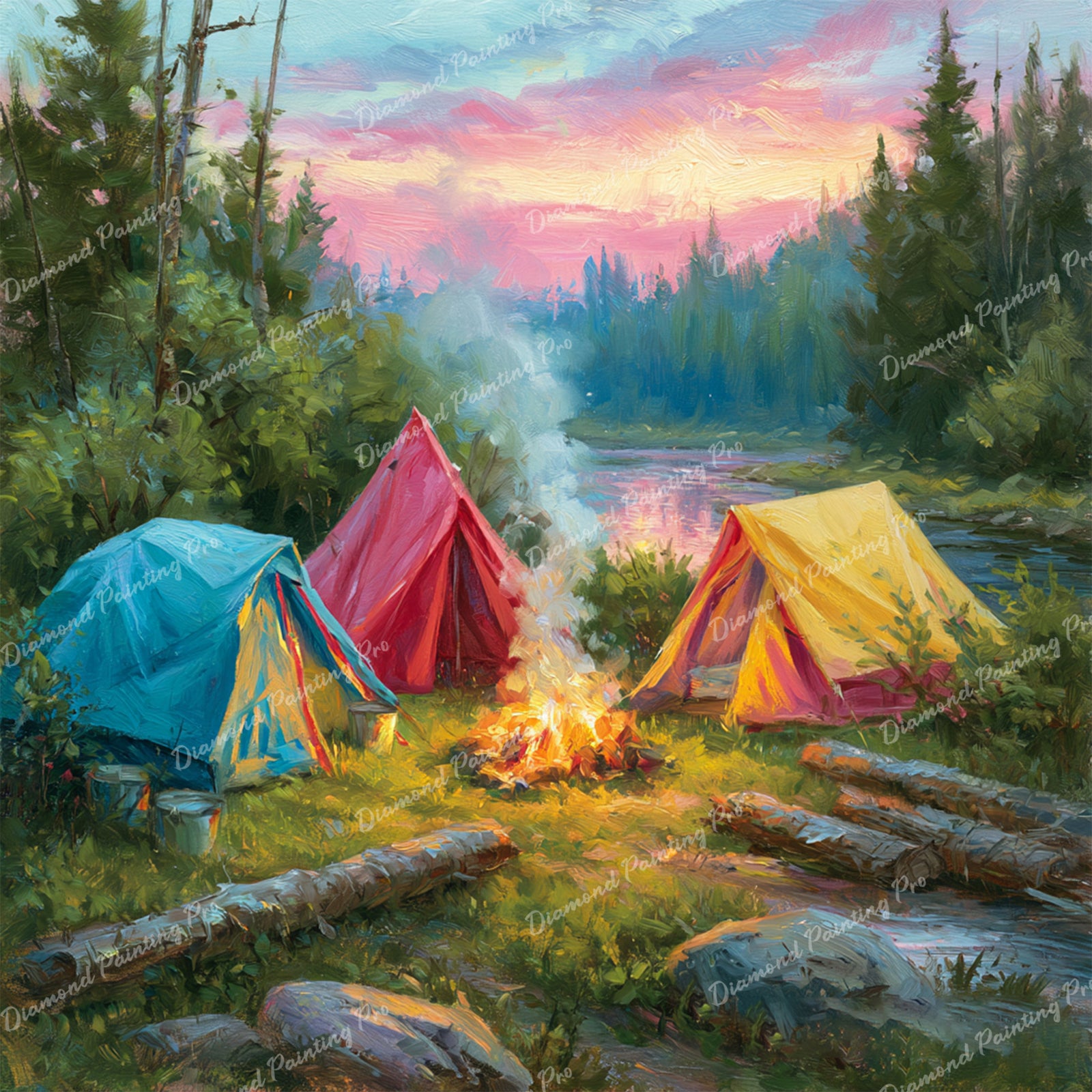 Campfire Retreat Diamond Art Design - Full Drill with 5d Square or Round Diamonds / AB Drills Available