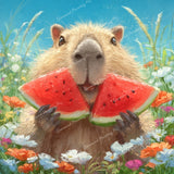 Capybara and Watermelon Diamond Art Design - Full Drill with 5d Square or Round Diamonds / AB Drills Available