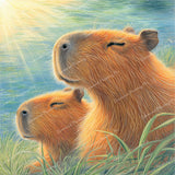Capybaras in the Sun Diamond Art Design - Full Drill with 5d Square or Round Diamonds / AB Drills Available