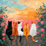Cats on Fences Diamond Art Design - Full Drill with 5d Square or Round Diamonds / AB Drills Available